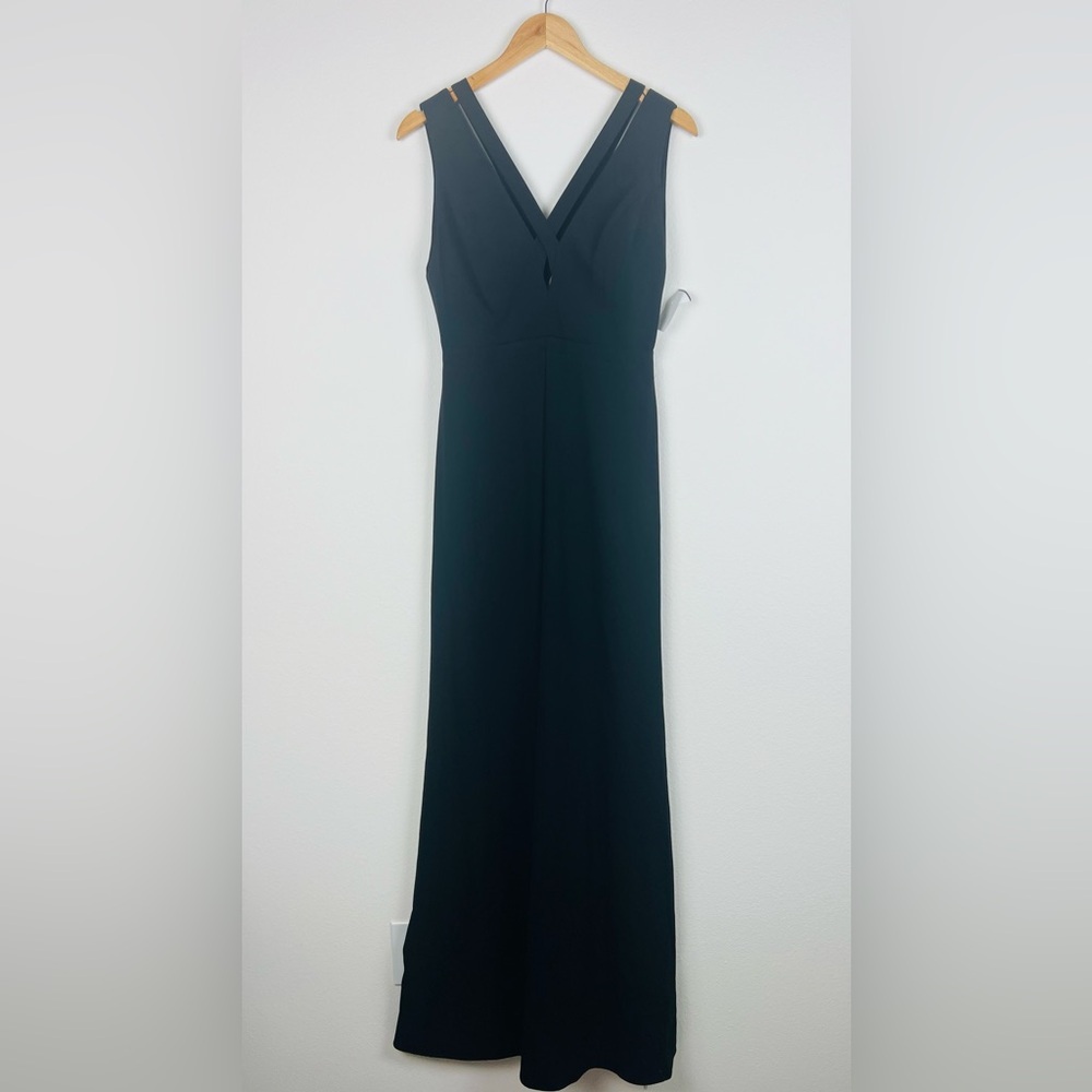 JILL Jill Stuart Black Deep V Criss Cross Gown Prom Formal Bridesmaid Dress 2 - Picture 2 of 10